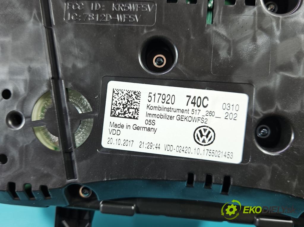 Vw Golf Sportsvan 1.4 TSI 125 HP manual 92 kW 1395 cm3 5- prístrojovka/ budíky 517920740C (Prístrojová doska)