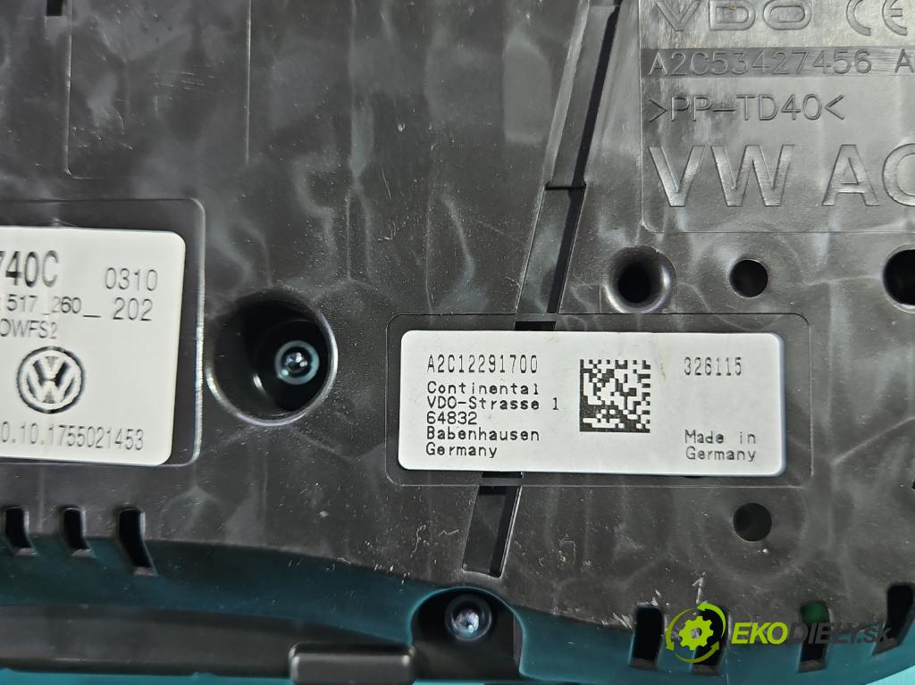 Vw Golf Sportsvan 1.4 TSI 125 HP manual 92 kW 1395 cm3 5- prístrojovka/ budíky 517920740C (Prístrojová doska)