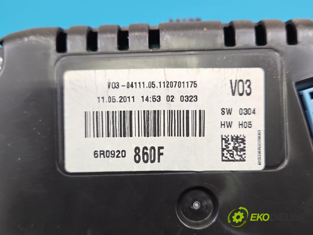 Vw Polo V 6R 2009-2017 1.4 16V 86 HP manual 63 kW 1390 cm3 5- prístrojovka/ budíky 6R0920860F (Prístrojová doska)