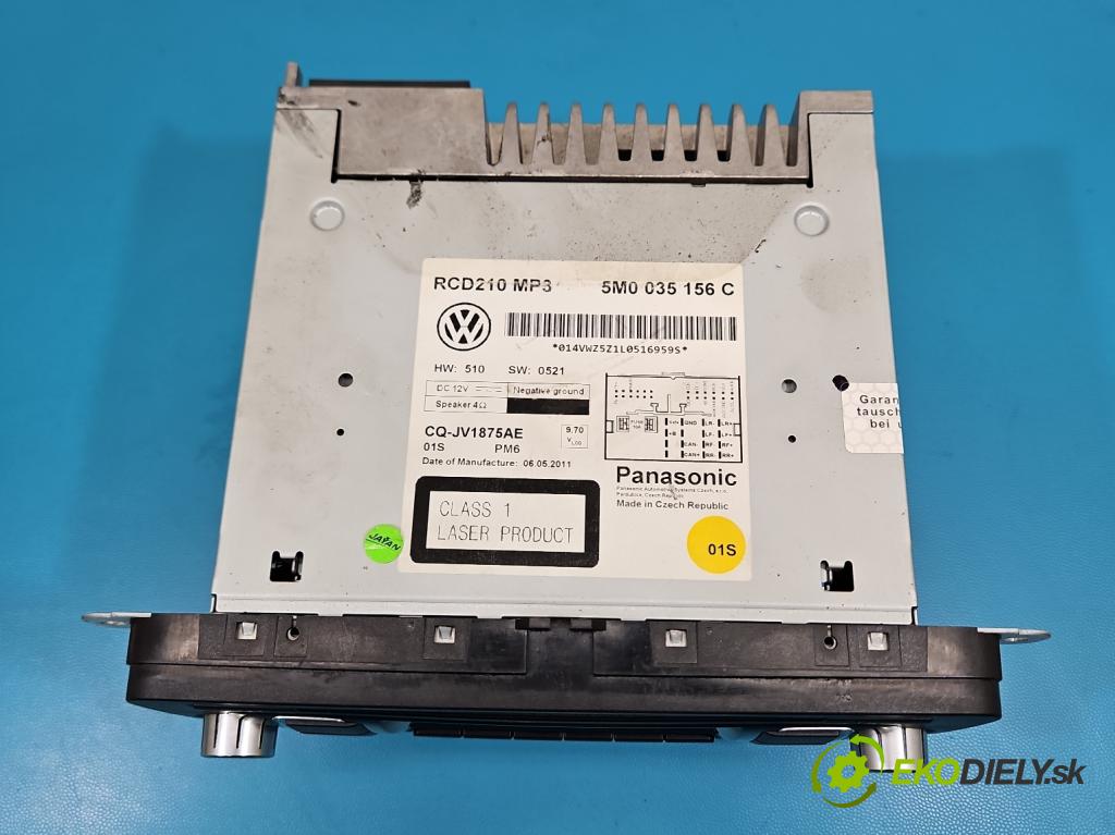 Vw Polo V 6R 2009-2017 1.4 16V 86 HP manual 63 kW 1390 cm3 5- Radio originál 5M0035156C