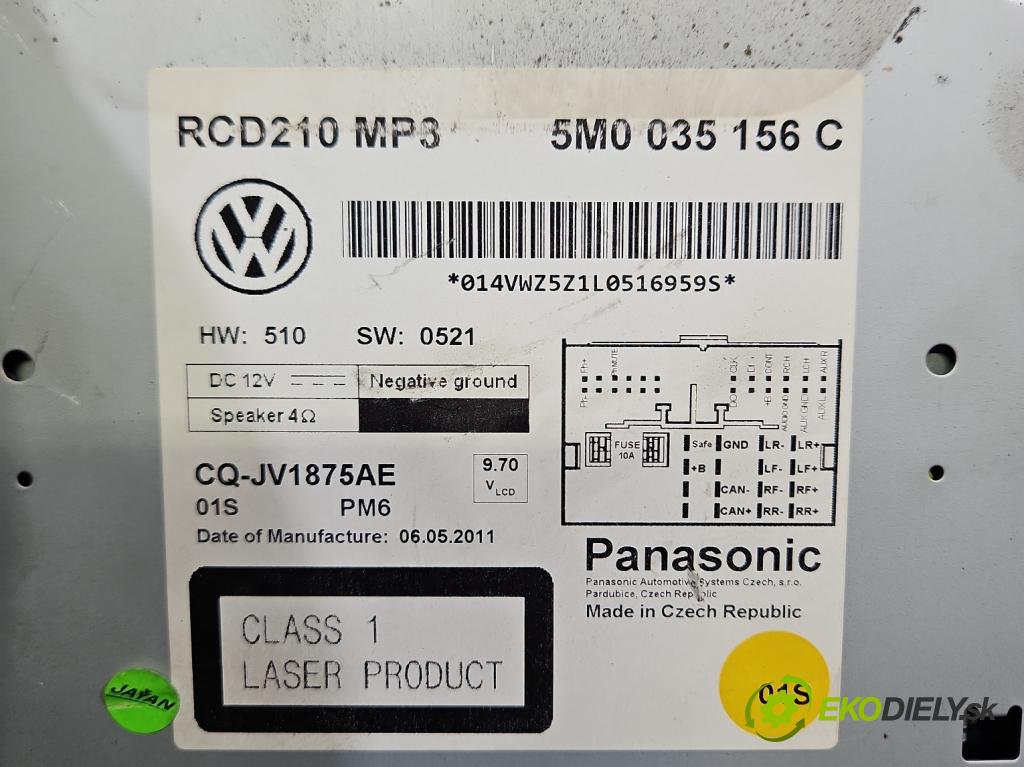 Vw Polo V 6R 2009-2017 1.4 16V 86 HP manual 63 kW 1390 cm3 5- Radio originál 5M0035156C