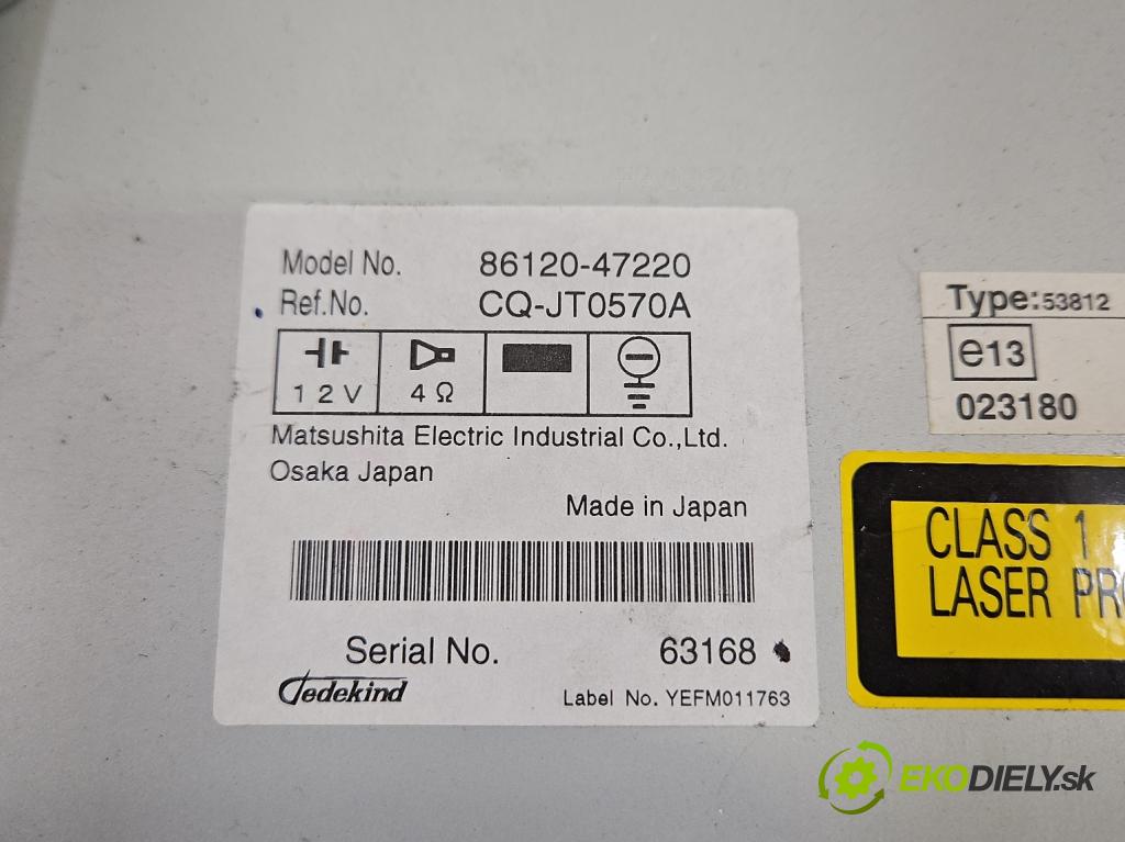 Toyota Prius II XW20 2003-2009 1.5 16V 77 hp automatic 57 kW 1497 cm3 5- Radio továrna: 86120-47220