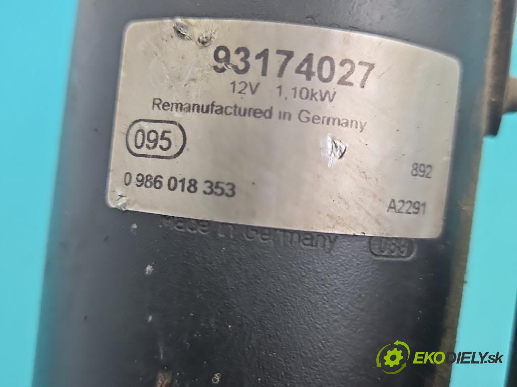 Opel Astra II 1998-2009 1.8 16V 116 hp manual 85 kW 1796 cm3 4- startér: 0986018353 (Startér)