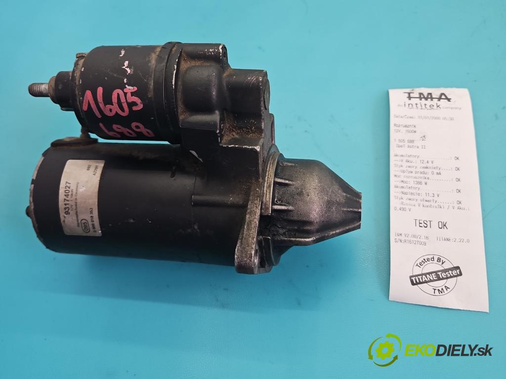 Opel Astra II 1998-2009 1.8 16V 116 HP manual 85 kW 1796 cm3 4- štartér 0986018353 (Štartér)