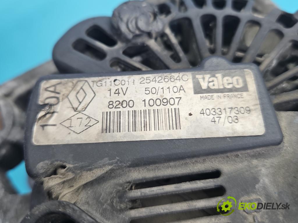 Renault Scenic II 2003-2009 1.6 16V 113 hp manual 83 kW 1598 cm3 5- Alternator 8200100907 (Alternátor)
