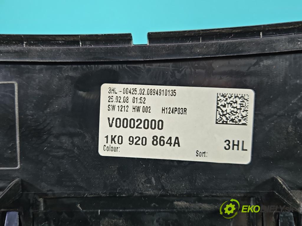 Vw Jetta V 2005-2010 1.4 TSI CAX 122 HP manual 90 kW 1390 cm3 4- prístrojovka/ budíky 1K0920864A (Prístrojová doska)