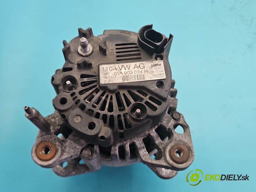 Vw Polo V 6R 2009-2017 1.4 16V 86 hp manual 63 kW 1390 cm3 5- Alternator 036903024H (Alternátor)