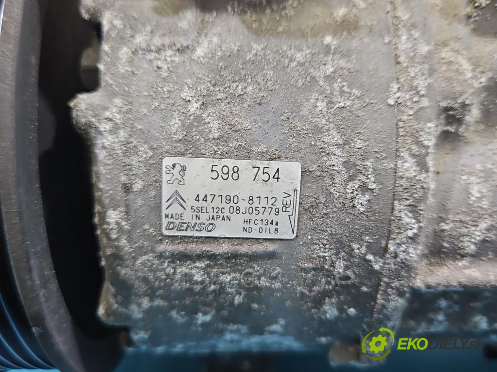 Peugeot 308 I 2007-2013 1.6 16V 120 HP manual 88 kW 1598 cm3 5- Kompresor: klimatizácie 598754 (Kompresor klimatizácie)