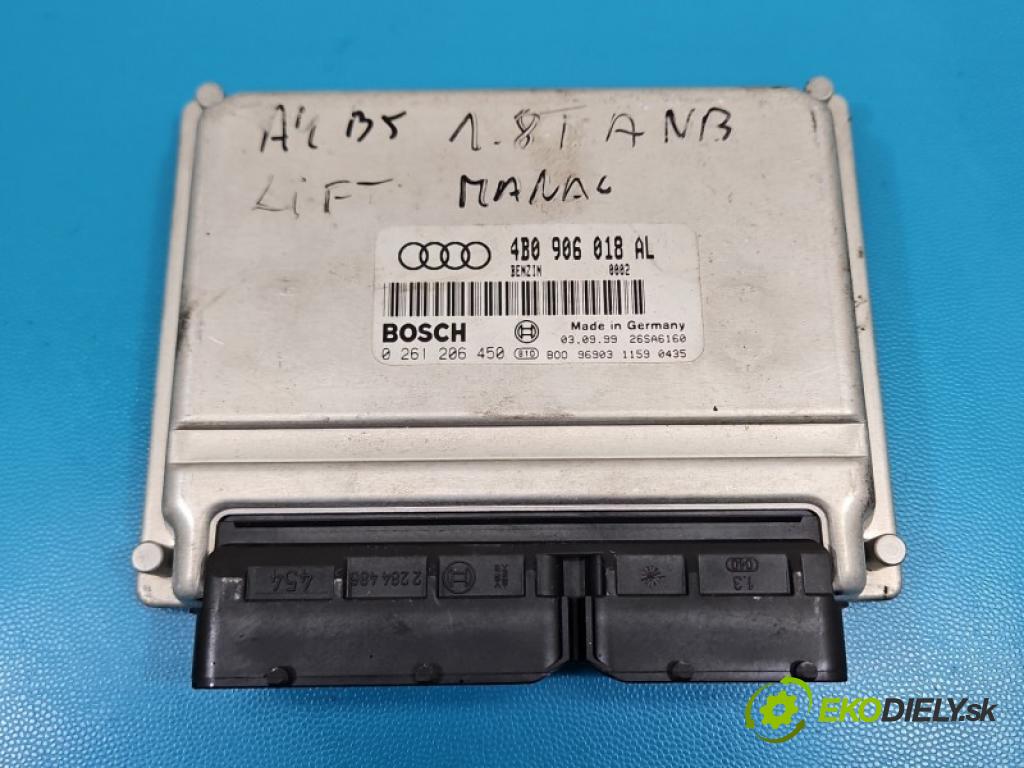Audi A4 B5 1994-2001 1.8 T 150 hp manual 110 kW 1781 cm3 5- řídící jednotka motoru 4B0906018AL