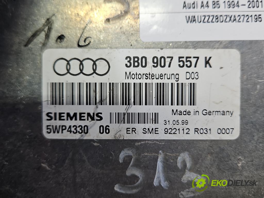 Audi A4 B5 1994-2001 1.6 8V 101 hp manual 74 kW 1595 cm3 4- řídící jednotka motoru 3B0907557K