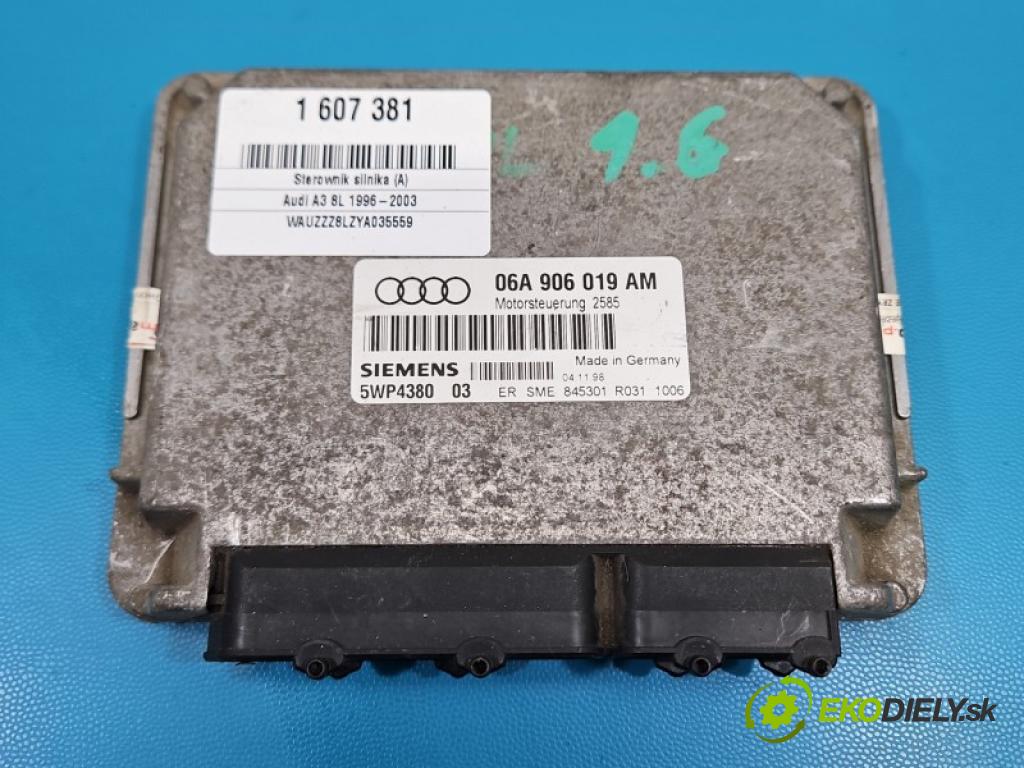Audi A3 8L 1996-2003 1.6 SR 101 hp manual 74 kW 1595 cm3 5- řídící jednotka motoru 06A906019AM