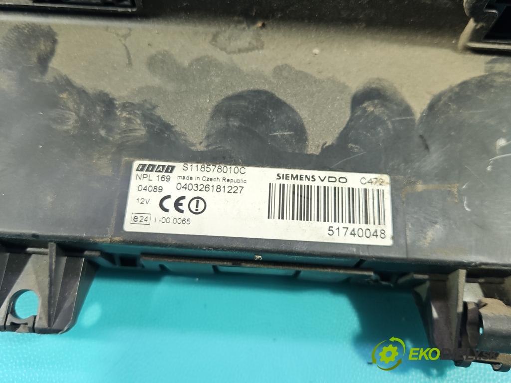 Fiat Panda II 2003-2012 1.1 8V 54 HP manual 40 kW 1108 cm3 5- riadiaca jednotka ostatné 51740048