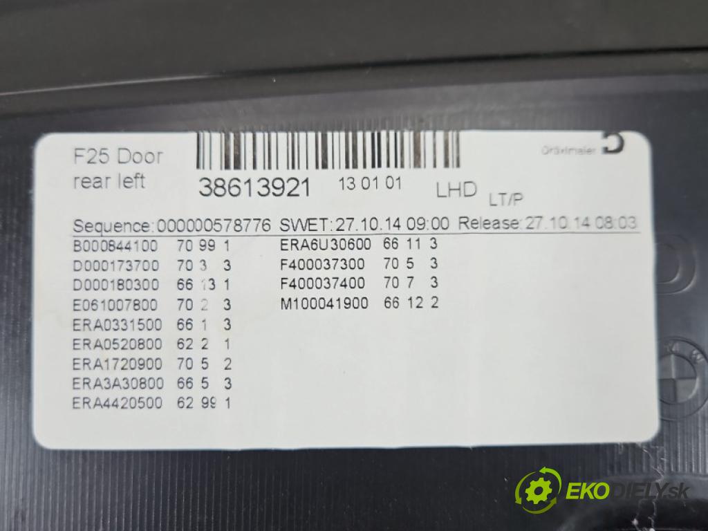 Bmw X3 F25 2010-2017 2.0 T 245KM automatic 180 kW 1997 cm3 5- Tapacír: dveře zadní levé 105006537