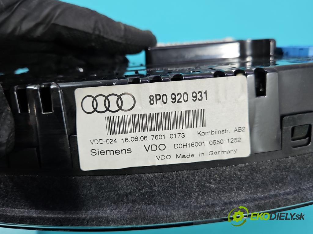 Audi A3 8P 2003-2012 1.9 tdi 105 HP manual 77 kW 1896 cm3 5- prístrojovka/ budíky 8P0920931 (Prístrojová doska)