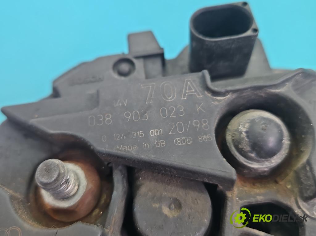 Vw Golf IV 1997-2003 1.9 tdi 90 hp manual 66 kW 1896 cm3 5- Alternator 038903023K (Alternátor)