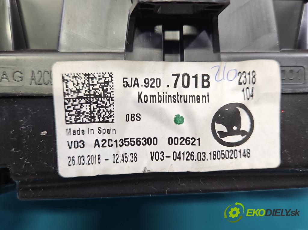 Skoda Rapid 2012-2019 1.4 tdi 90 HP manual 66 kW 1422 cm3 5- prístrojovka/ budíky 5JA920701B (Prístrojová doska)
