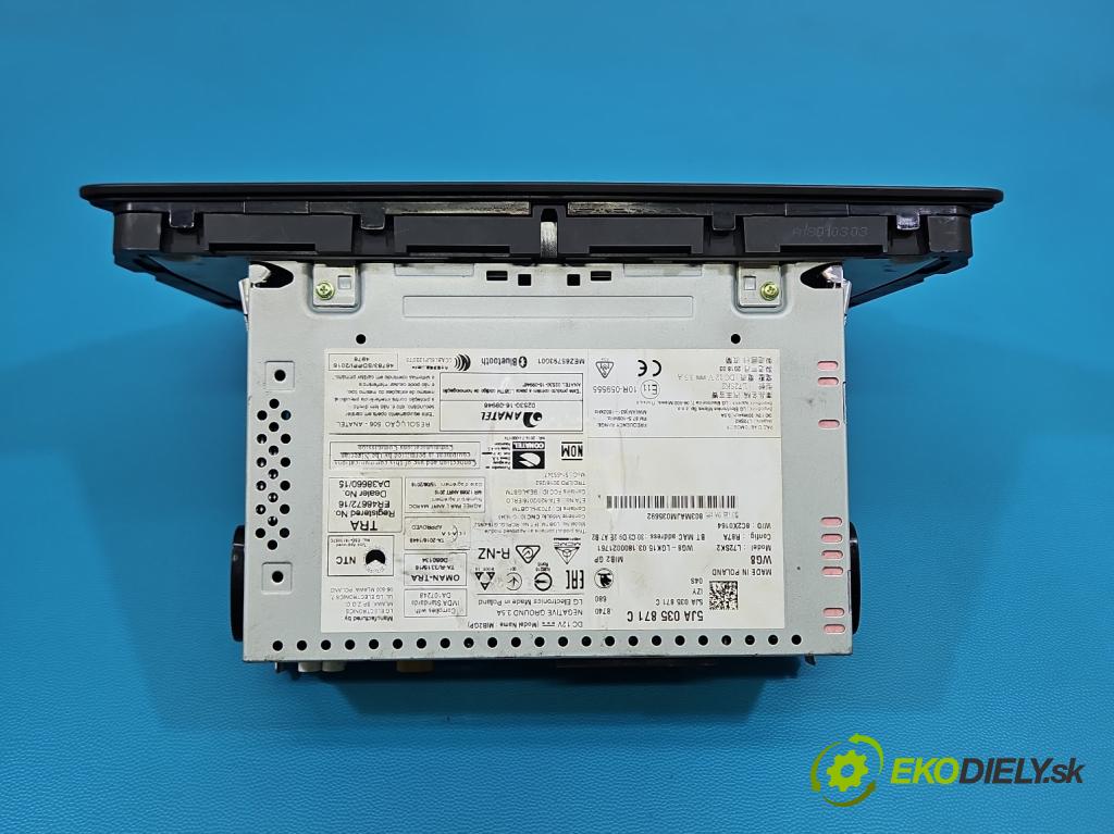 Skoda Rapid 2012-2019 1.4 tdi 90 hp manual 66 kW 1422 cm3 5- Radio továrna: 5JA035871C