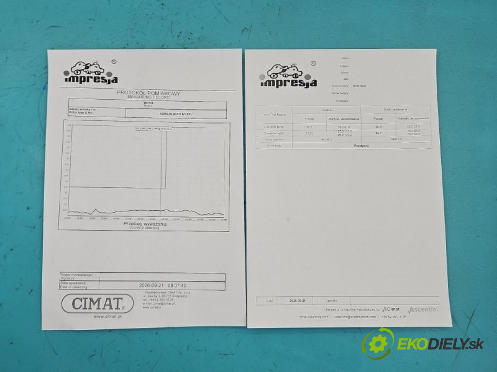 Audi A3 8P 2003-2012 1.9 tdi 105 hp manual 77 kW 1896 cm3 5- Turbodmychadlo repasováno BV39-0029