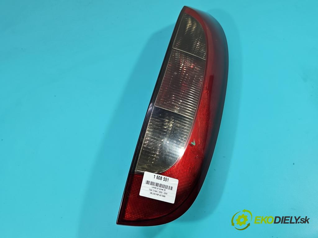 Opel Corsa C 2000-2006 1.0 12V 58 HP manual 43 kW 973 cm3 5- svetlo / reflektor zadné pravé 09114337 (Kľučka dverí ostatné)