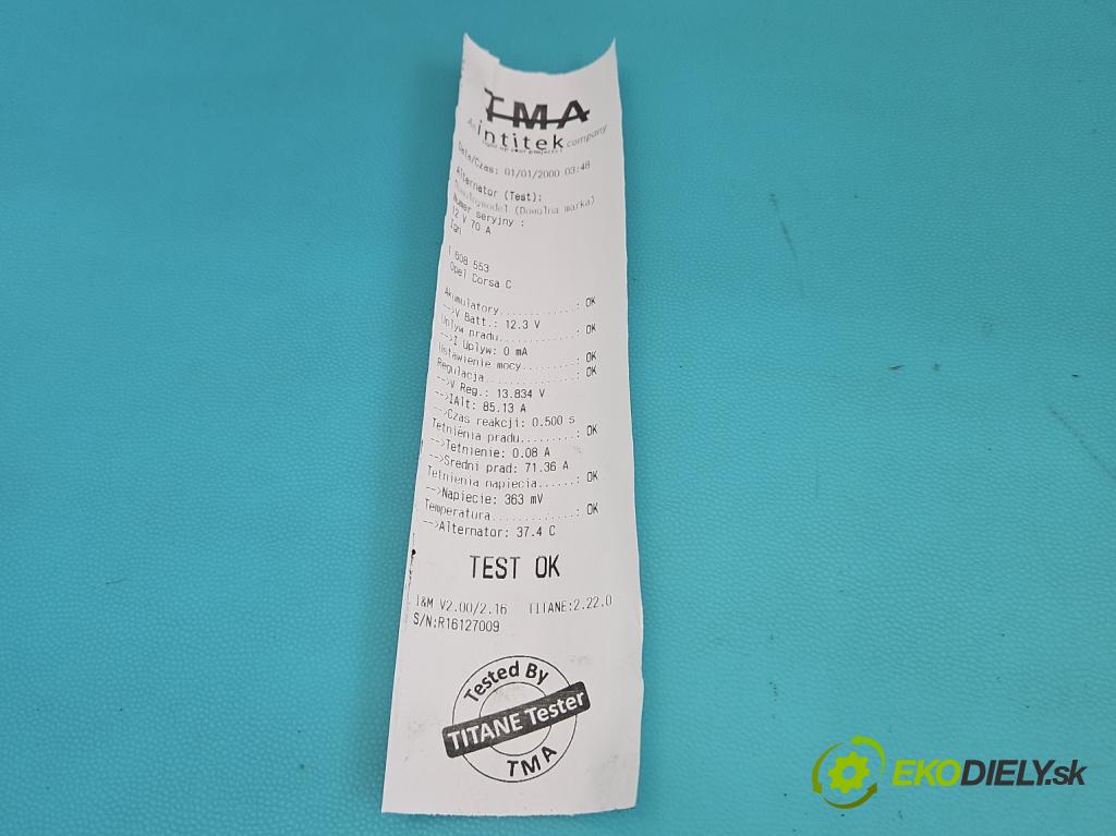Opel Corsa C 2000-2006 1.0 12V 58 hp manual 43 kW 973 cm3 5- Alternator 0124225018 (Alternátor)