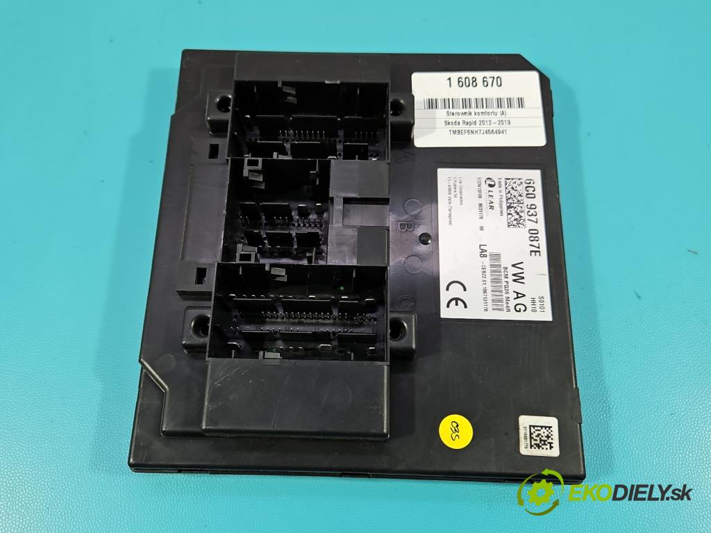 Skoda Rapid 2012-2019 1.4 tdi 90 HP manual 66 kW 1422 cm3 5- riadiaca jednotka komfortu 6C0937087E