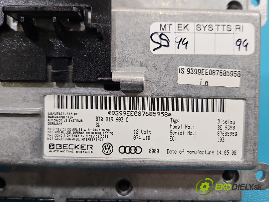 Audi A4 B8 2007-2015 3.2 265KM automatic 195 kW 3197 cm3 4- Zobrazit: 8T0919603C (Prístrojová doska)