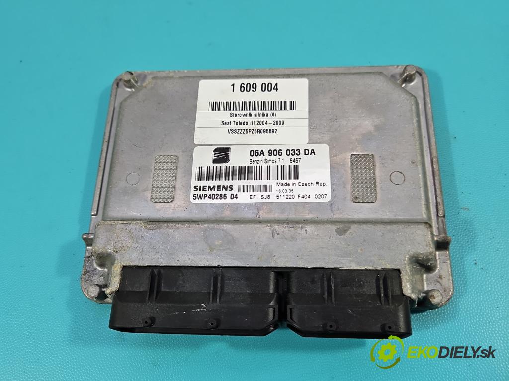 Seat Toledo III 2004-2009 1.6 8V 102 hp manual 75 kW 1595 cm3 5- řídící jednotka motoru 06A906033DA