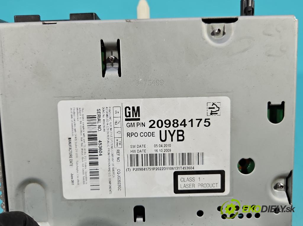 Opel Meriva B 2010-2017 1.7 CDTI A17DTS 110 hp manual 81 kW 1686 cm3 5- Radio továrna: 20984175