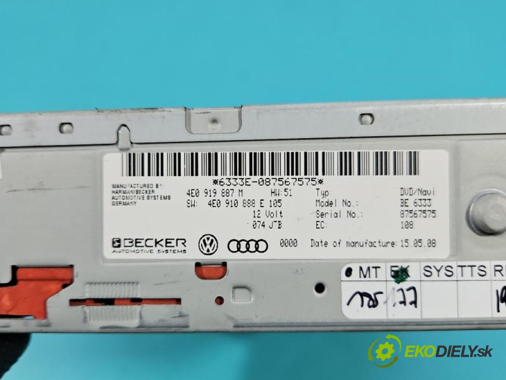 Audi A4 B8 2007-2015 3.2 V6 FSI 265KM automatic 195 kW 3197 cm3 4- Navigace: čtečka 4E0919887M