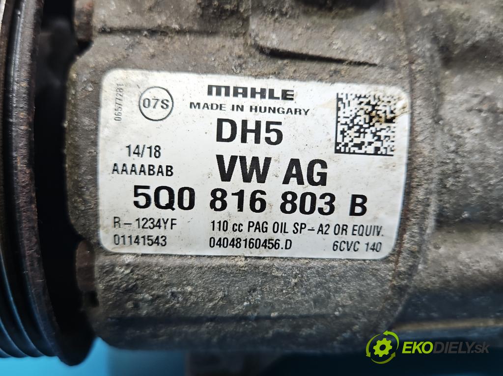 Skoda Rapid 2012-2019 1.4 tdi 90 HP manual 66 kW 1422 cm3 5- Kompresor: klimatizácie 5Q0816803B (Kompresor klimatizácie)