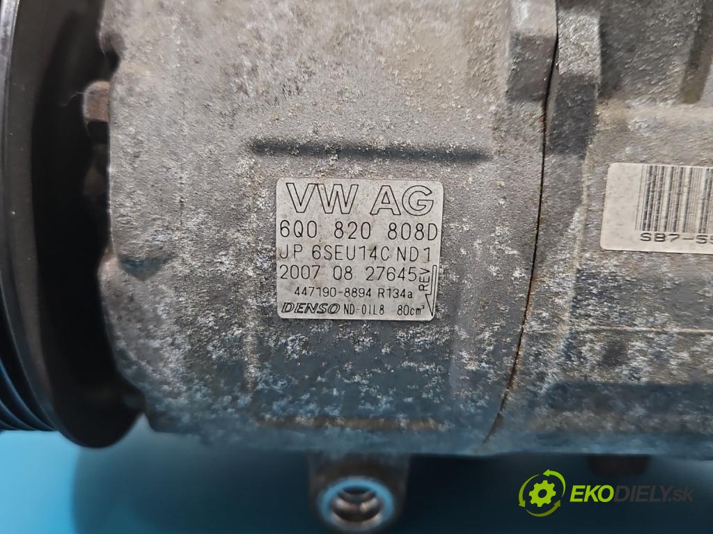 Skoda Fabia II 2007-2014 1.4 tdi 69KM manual 51 kW 1422 cm3 5- Kompresor: klimatizácie 6Q0820808D (Kompresor klimatizácie)