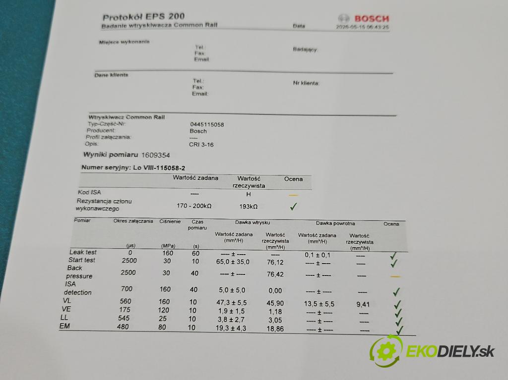 Audi A5 8T 2007-2016 3.0 tdi V6 239KM manual 176 kW 2967 cm3 2- vstřikovač diesel 0445115058