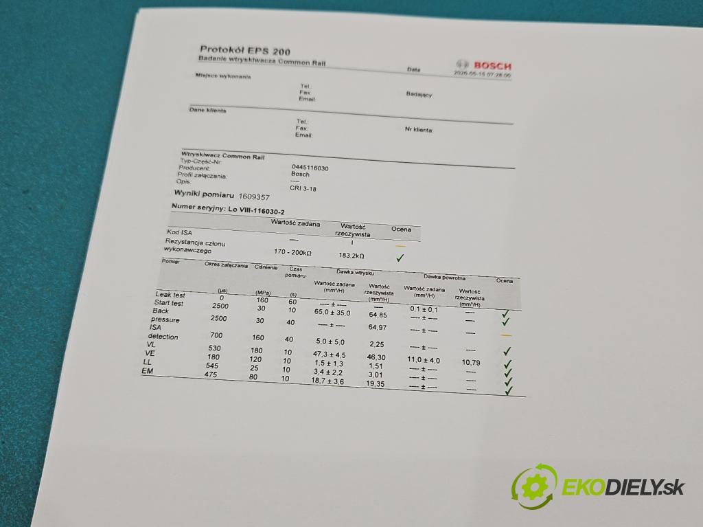 Audi A4 B8 2007-2015 2.0 tdi 136hp manual 100 kW 1968 cm3 4- vstřikovač diesel 0445116030