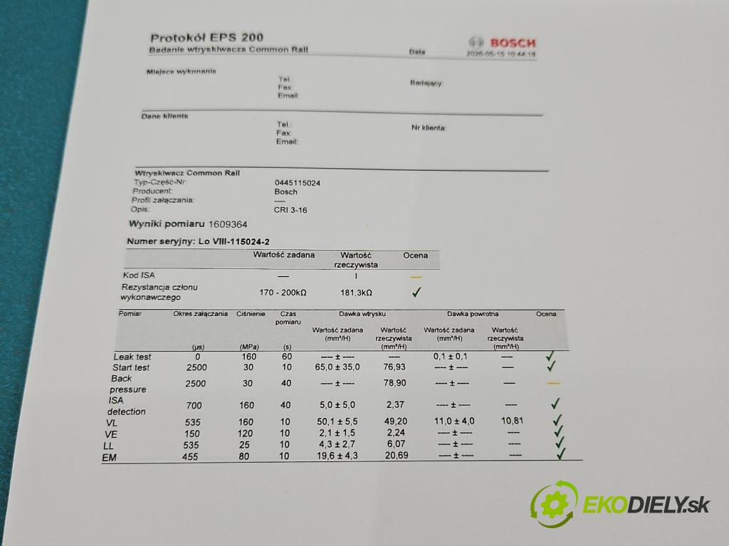 Audi A6 C6 2004-2011 3.0 tdi 224hp automatic 165 kW 2967 cm3 4- vstrek diesel: 0445115024