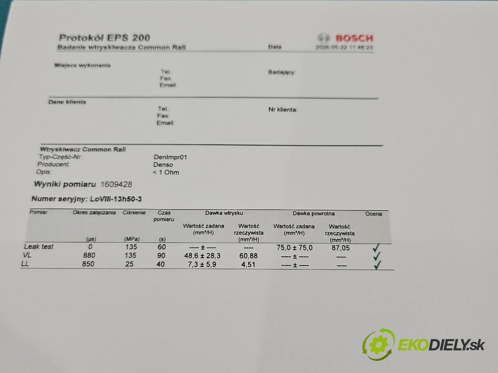 Mazda 5  2005-2010 2.0 citd 110 hp manual 81 kW 1998 cm3 5- vstřikovač diesel RF7J-13H50