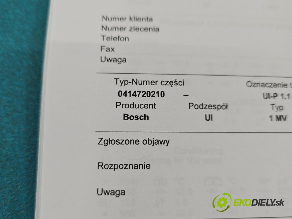 Vw Touareg I 2002-2010 2.5 tdi 174 HP manual 128 kW 2461 cm3 5- vstrekovacie čerpadlo 0414720210 (Vstrekovač paliva)