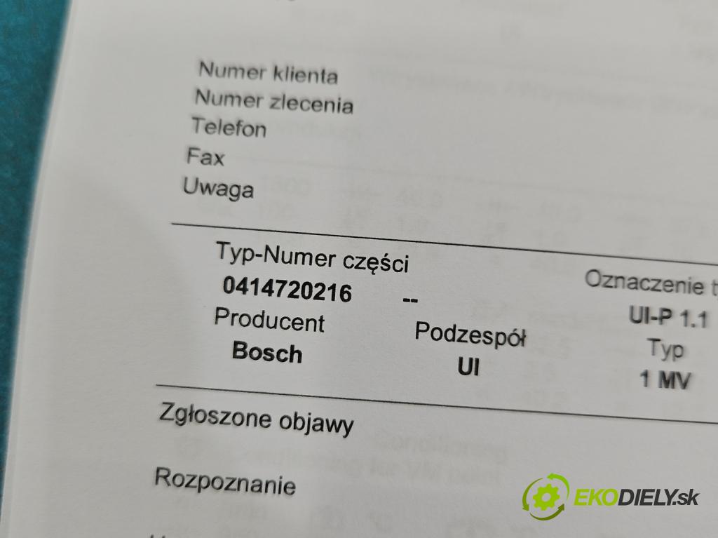 Audi A4 B6 2000-2004 1.9 TDI AVF 131 HP manual 96 kW 1896 cm3 4- vstrekovacie čerpadlo 0414720216 (Vstrekovač paliva)