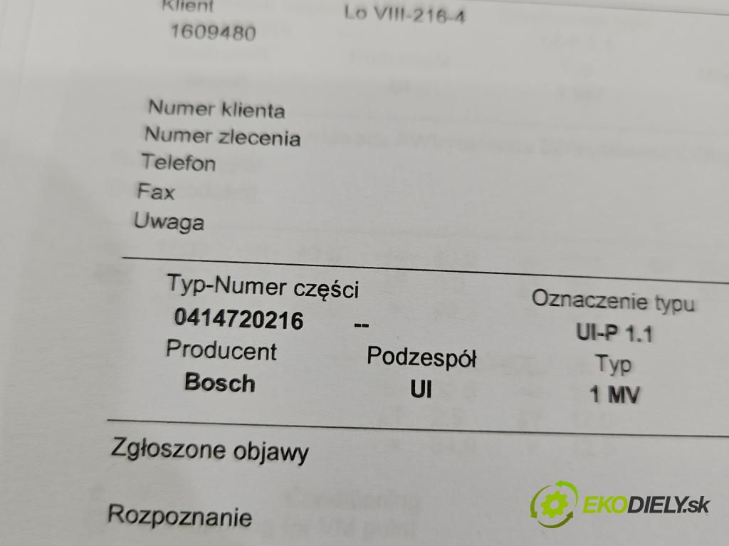 Audi A4 B6 2000-2004 1.9 TDI AVF 131 HP manual 96 kW 1896 cm3 4- vstrekovacie čerpadlo 0414720216 (Vstrekovač paliva)