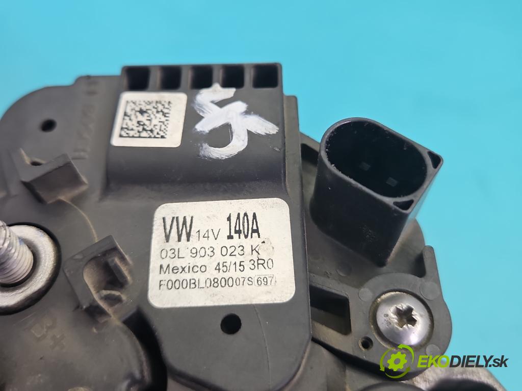 Vw Jetta VI 2010-2018 2.0 tdi 110 HP manual 81 kW 1968 cm3 4- Alternator 03L903023K (Alternátor)