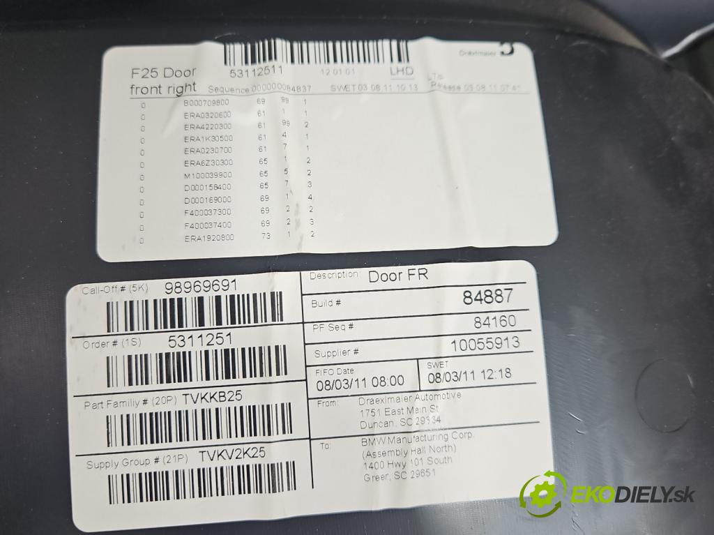 Bmw X3 F25 2010-2017 2.0d 184 hp automatic 135 kW 1995 cm3 5- sedačke: komplet