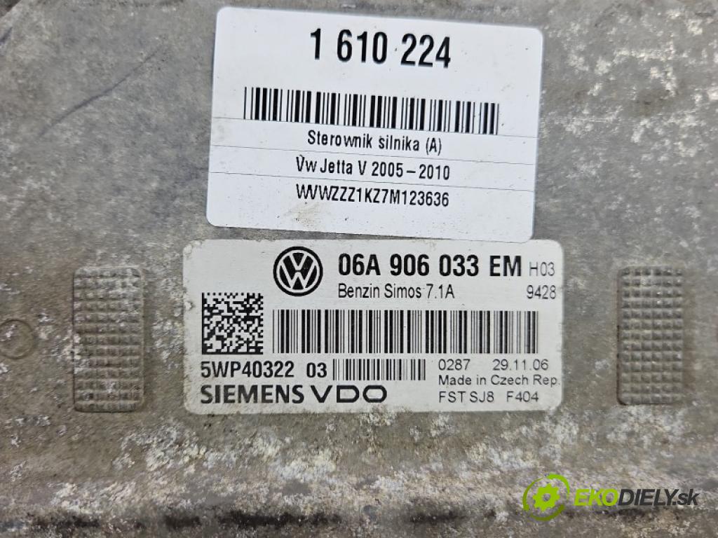 Vw Jetta V 2005-2010 1.6 SR 102 hp manual 75 kW 1595 cm3 4- řídící jednotka motoru 06A906033EM