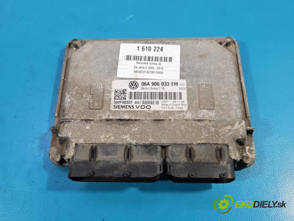 Vw Jetta V 2005-2010 1.6 SR 102 hp manual 75 kW 1595 cm3 4- řídící jednotka motoru 06A906033EM