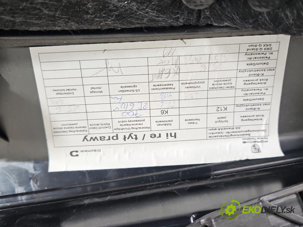 Porsche Panamera I 970 2009-2016 3.6 V6 M4620 310 hp automatic 228 kW 3605 cm3 5- Tapacír: dveře zadní pravé
