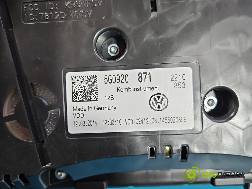 Vw Golf VII 2012-2020 1.4 TSI 140 hp manual 103 kW 1395 cm3 5- Přístrojová deska 5G0920871 (Přístrojová deska)