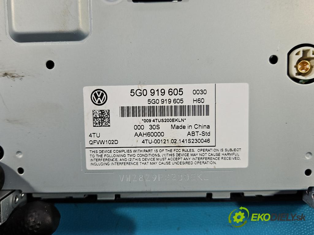 Vw Golf VII 2012-2020 1.4 TSI 140 hp manual 103 kW 1395 cm3 5- Radio továrna: 5G0919605
