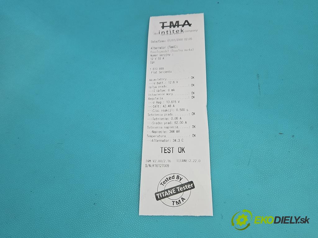 Fiat Seicento 0.9 8v 39 HP manual 29 kW 899 cm3 5- Alternator  (Alternátor)
