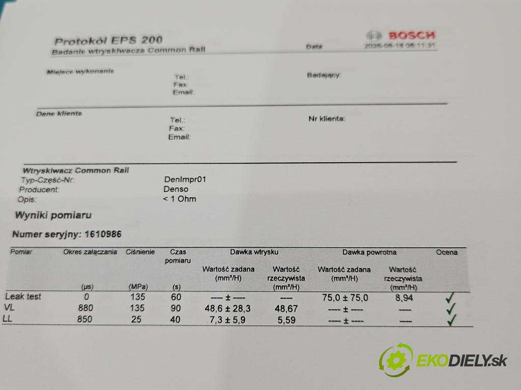 Peugeot Boxer II 2006-2018 2.2 hdi 120 hp manual 88 kW 2198 cm3 5- vstřikovač diesel 6C1Q-9K546-AC
