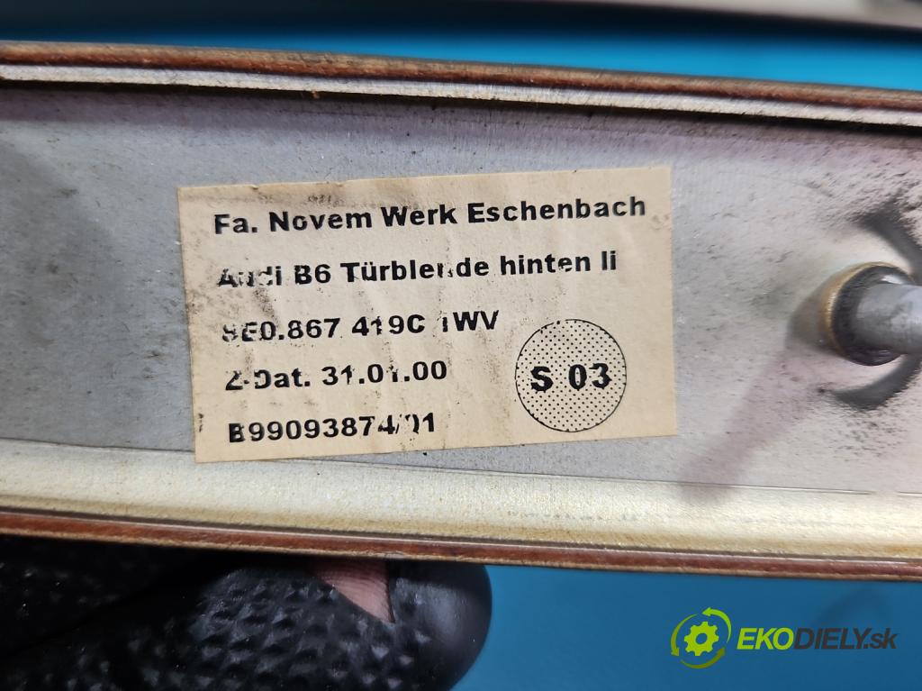 Audi A4 B6 2000-2004 2.0 20V 131 HP manual 96 kW 1984 cm3 4- lišta ozdobná vnitŕní: 8E0867419