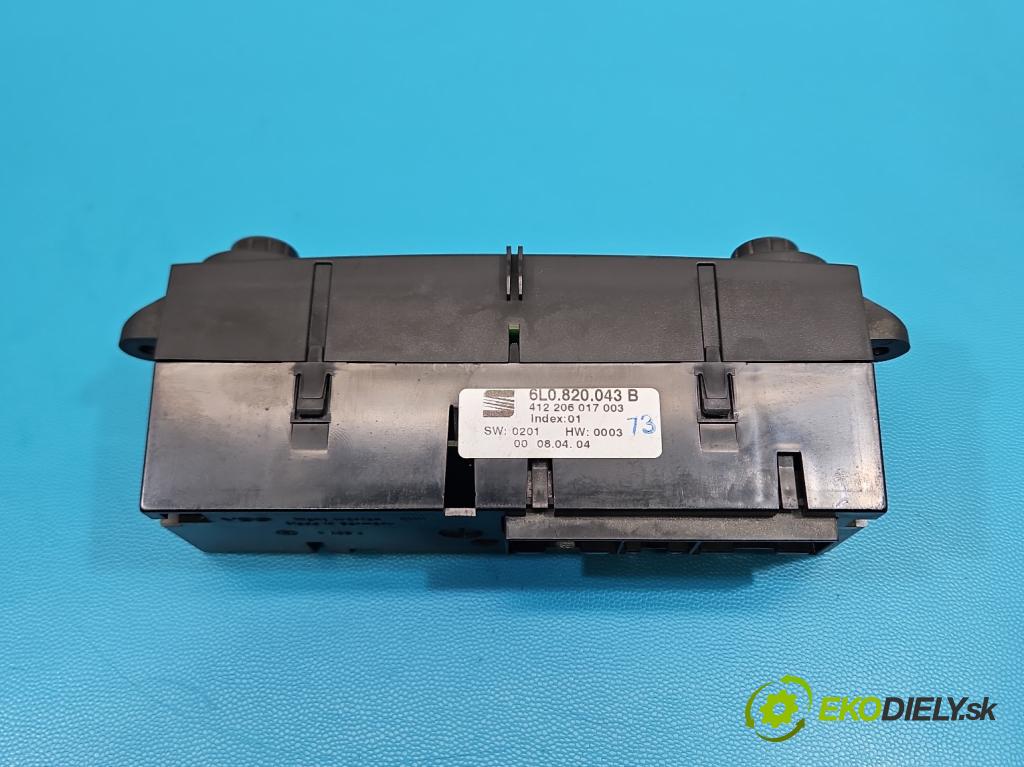 Seat Ibiza III 6L 2002-2008 1.4 tdi 75 hp manual 55 kW 1422 cm3 3- palubní deska panel topení 6L0820043B