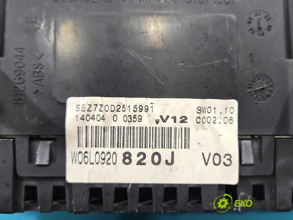Seat Ibiza III 6L 2002-2008 1.4 tdi 75 hp manual 55 kW 1422 cm3 3- Přístrojová deska W06L0920820J (Přístrojová deska)